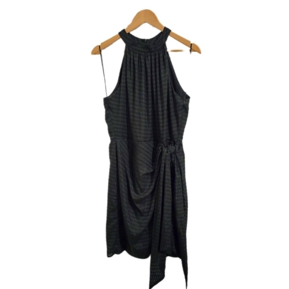 Black Cocktail Dress Mockneck with Subtle Sparkle